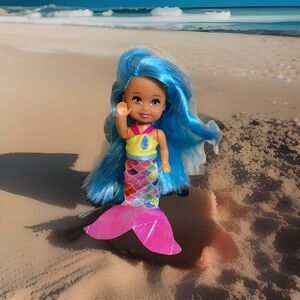 Zuru Funville Sparkle Girlz Little Friends Mini Doll Blue Hair Mermaid 4"